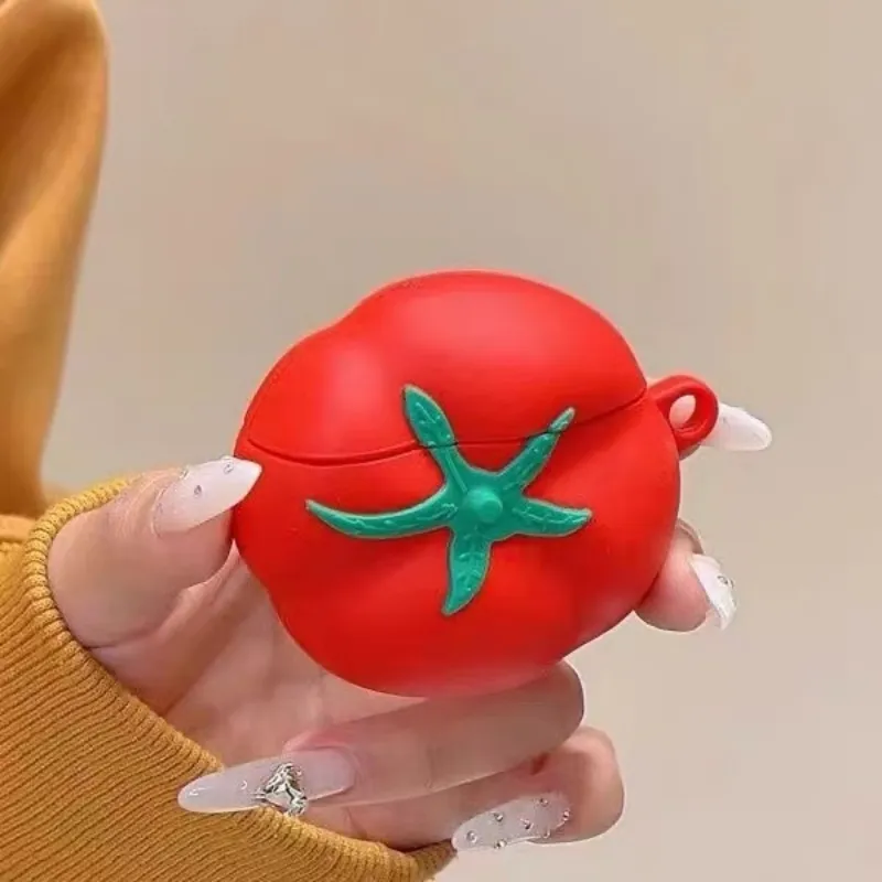 Beams Compatibility Airpods4/3/Pro/Pro2 Silicone Individual Creative Red Tomato Headphone Cases-4
