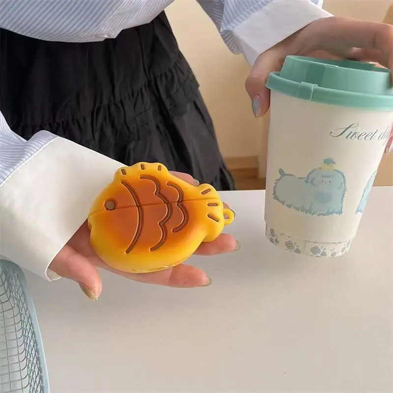 Beams Compatibility Airpods4/3/Pro/Pro2 Silicone Japanese And Korean Style Cute Imitation Taiyaki Headphone Cases-2