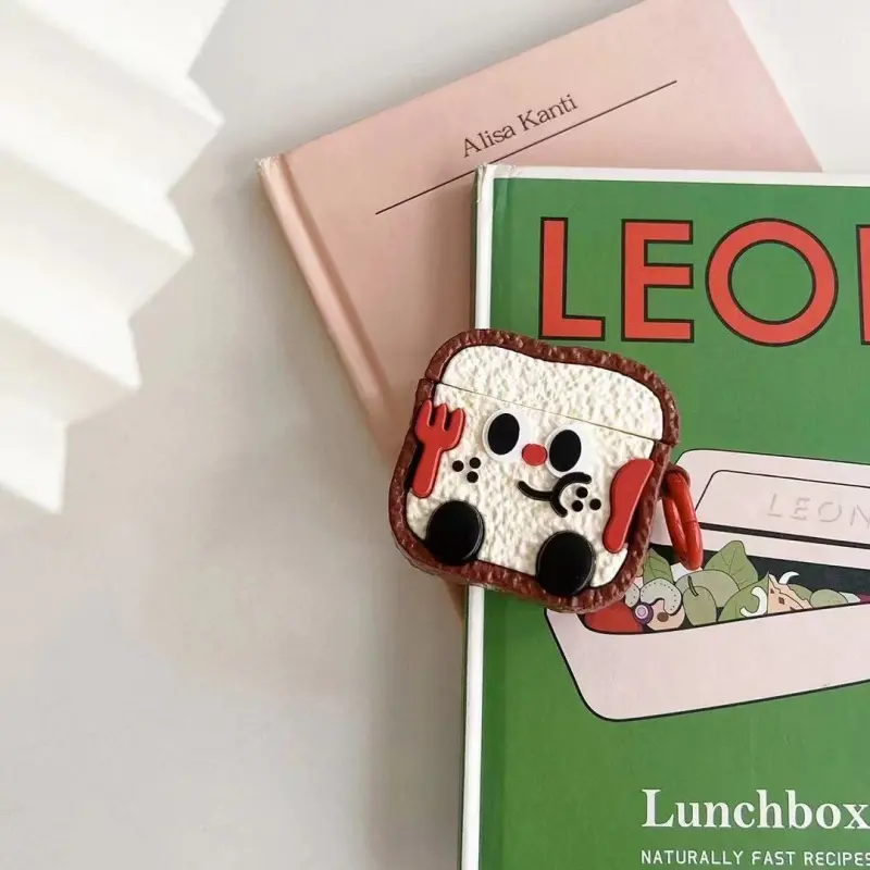 Beams Compatibility Airpods4/3/Pro/Pro2 TPU Ins Cartoon Toast Puffy Character Bluetooth Earphone Case Headphone Cases-4