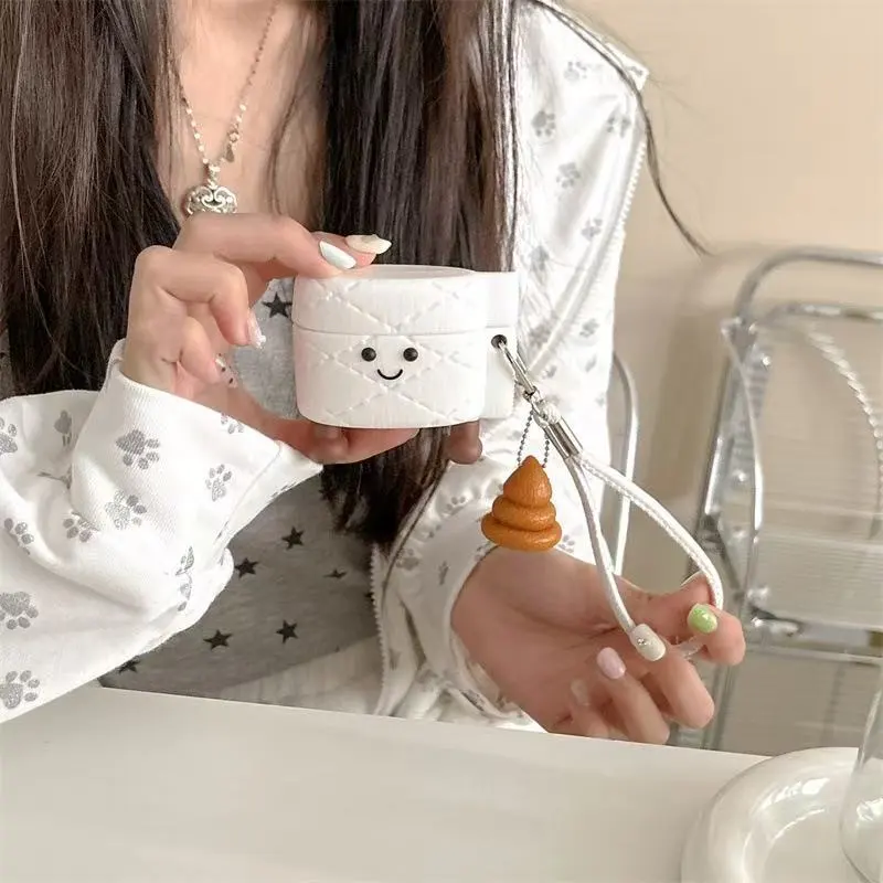 Beams Compatibility Airpods4/3/Pro/Pro2 Silicone Creative Fun Quirky Toilet Paper Expression Headphone Cases-4
