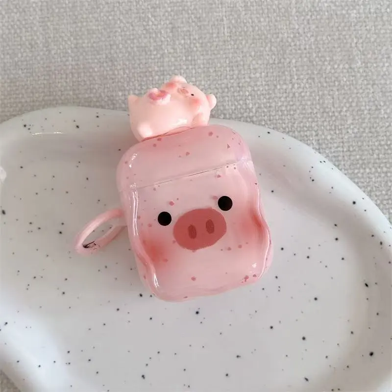 Beams Compatibility With Apple AirPods Pro 2 Silicone Ins Cute 3D Effect Lying Down Blush Piglet Headphone Cases-5