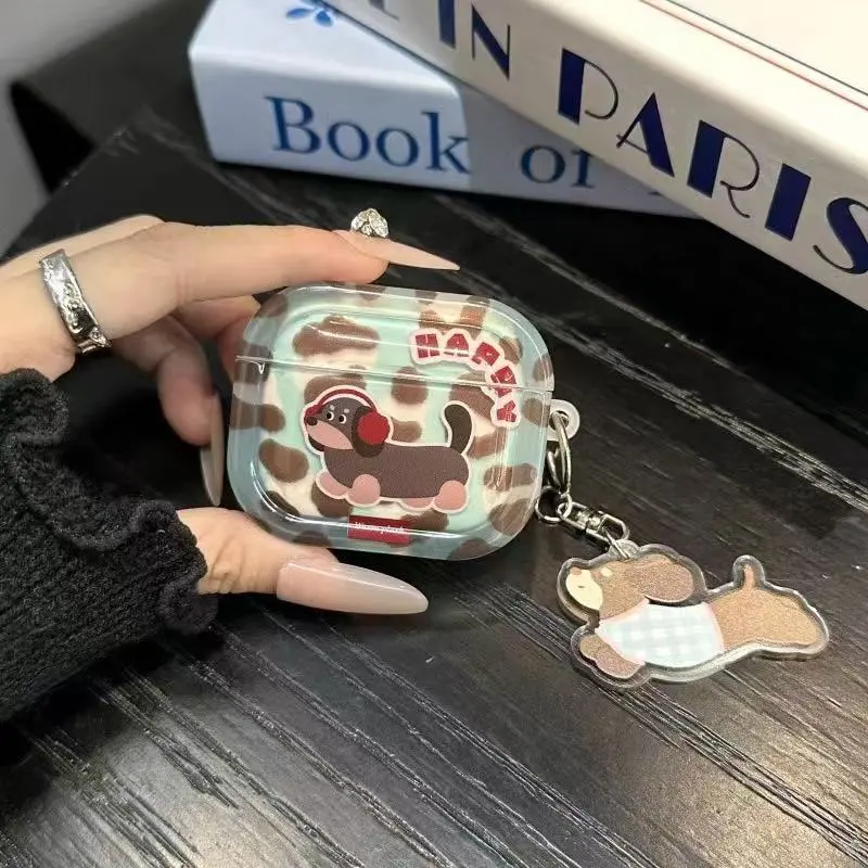 Beams Iphone16/15/14/13/12/11Pro/ProMax/Plus TPU Niche Cute Fun Dachshund Bluetooth Earphone Case Headphone Cases-3