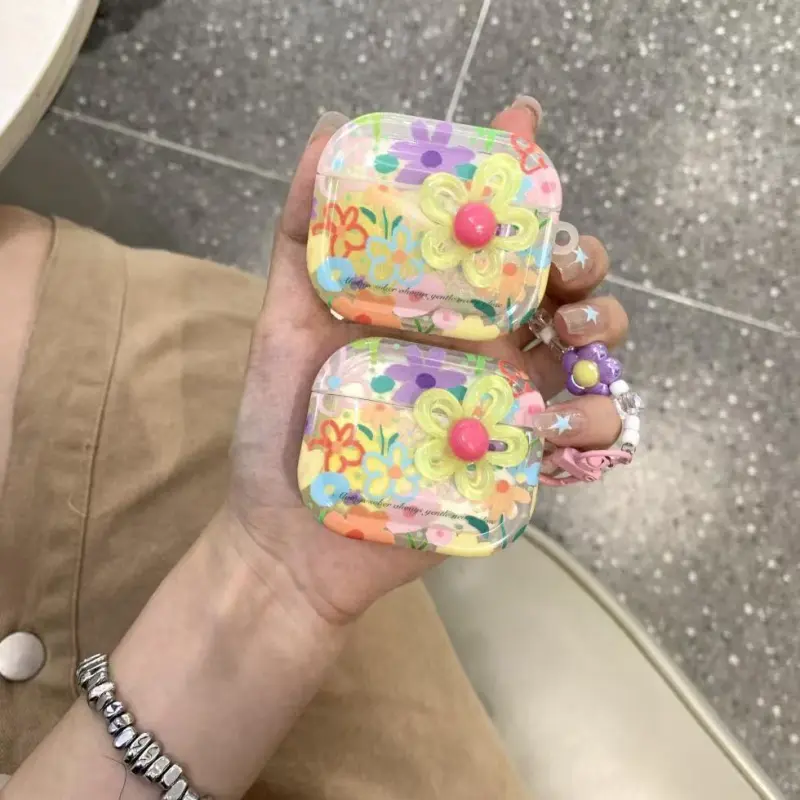 Beams Compatibility Airpods4/3/Pro/Pro2 TPU Ins Summer Oil Painting Dopamine Dressing Floral Headphone Cases-2
