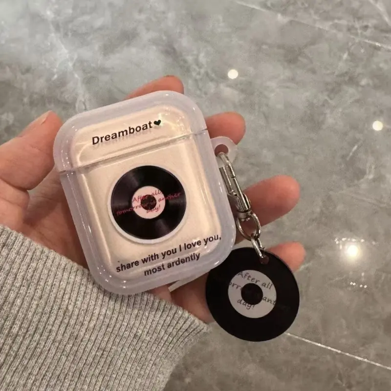 Beams Compatibility Airpods4/3/Pro/Pro2 TPU Ins Niche Transparent CD Plate Headphone Cases-3
