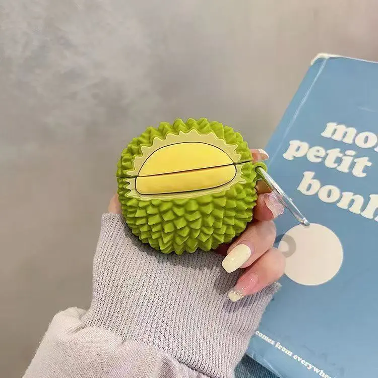 Beams Compatibility Airpods4/3/Pro/Pro2 Silicone Cute Simulated Durian Cartoon Versatile Good Looking Headphone Cases-4