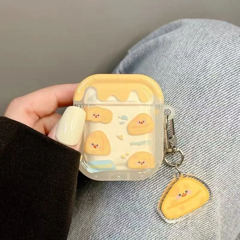 Beams Compatibility Airpods4/3/Pro/Pro2 TPU Ins Cream Yellow Cheese Headphone Cases-4