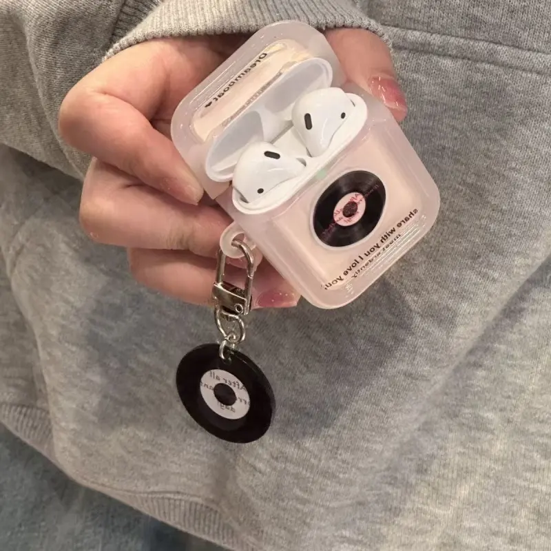 Beams Compatibility Airpods4/3/Pro/Pro2 TPU Ins Niche Transparent CD Plate Headphone Cases-6