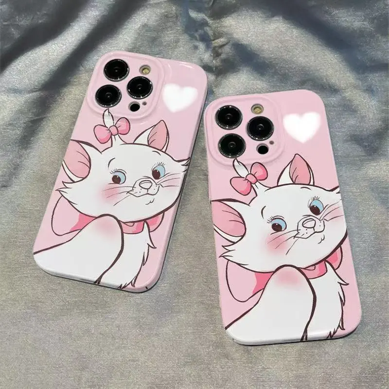 Beams PC Material Cute Cartoon Pink Marie Cat Phone Cases Compatibility Iphone16/15/14/13/12/11Pro/ProMax/Plus-1