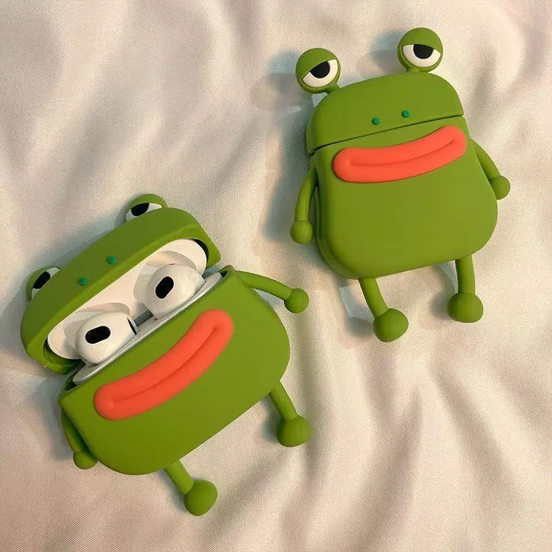 Beams Compatibility Airpods4/3/Pro/Pro2 Silicone Creative Individual Cute Quirky Frog Headphone Cases-2