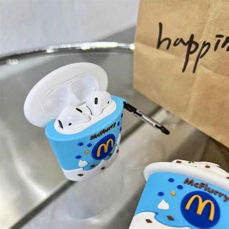 Beams Compatibility Airpods4/3/Pro/Pro2 Silicone Creative Individual Ins McFlurry M Ice Cream Headphone Cases-4