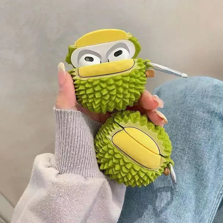 Beams Compatibility Airpods4/3/Pro/Pro2 Silicone Cute Simulated Durian Cartoon Versatile Good Looking Headphone Cases-2