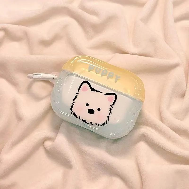 Beams Compatibility Airpods4/3/Pro/Pro2 Silicone Ins Cartoon West Highland Cute Puppy Bluetooth Headphone Cases-1