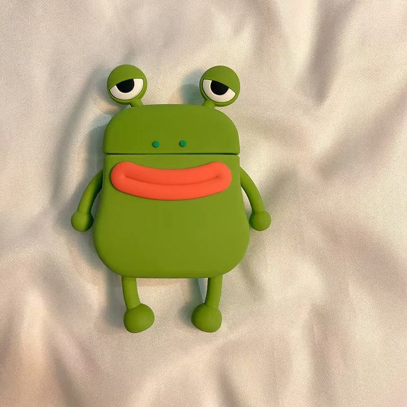 Beams Compatibility Airpods4/3/Pro/Pro2 Silicone Creative Individual Cute Quirky Frog Headphone Cases-1