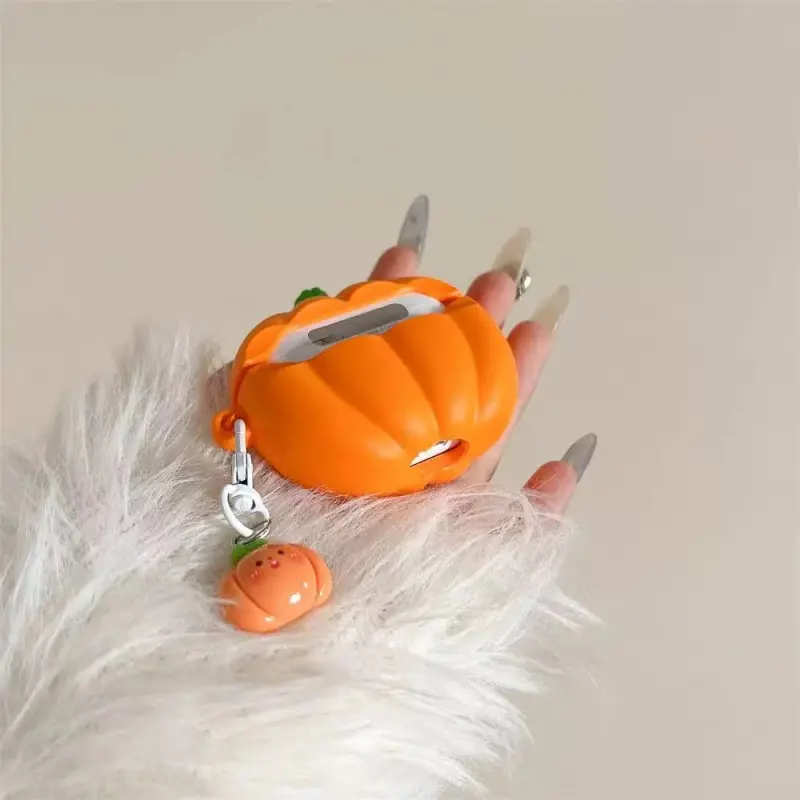 Beams Compatibility Airpods4/3/Pro/Pro2 Silicone Niche Fun Pumpkin Styling Bluetooth Earphone Case Headphone Cases-4