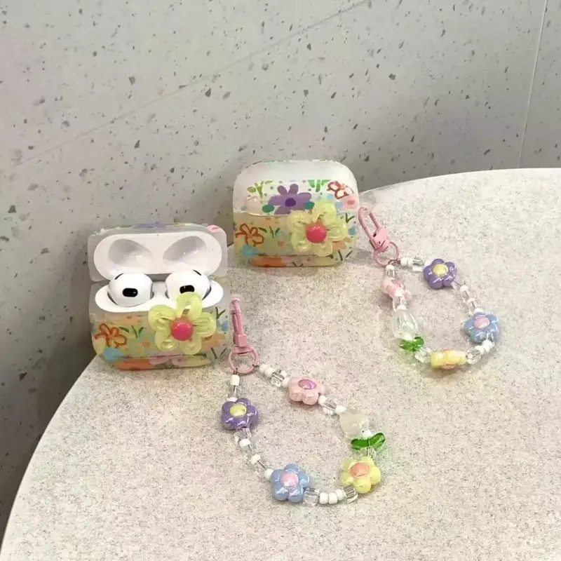 Beams Compatibility Airpods4/3/Pro/Pro2 TPU Ins Summer Oil Painting Dopamine Dressing Floral Headphone Cases-1