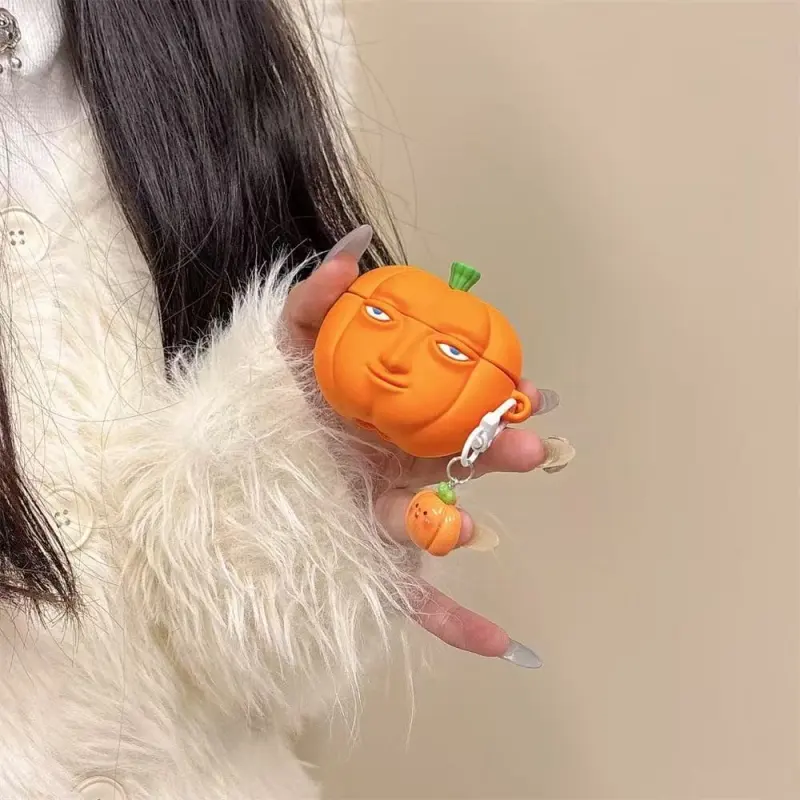 Beams Compatibility Airpods4/3/Pro/Pro2 Silicone Niche Fun Pumpkin Styling Bluetooth Earphone Case Headphone Cases-3