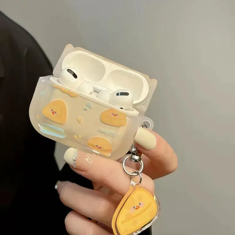 Beams Compatibility Airpods4/3/Pro/Pro2 TPU Ins Cream Yellow Cheese Headphone Cases-1
