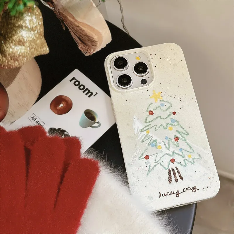 Beams TPU Material Creative Christmas Tree Fun Graffiti Phone Case Compatibility Iphone16/15/14/13/12/11Pro/ProMax/Plus-3