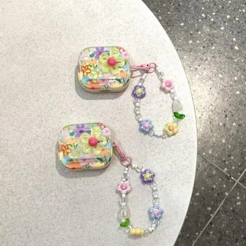 Beams Compatibility Airpods4/3/Pro/Pro2 TPU Ins Summer Oil Painting Dopamine Dressing Floral Headphone Cases-10