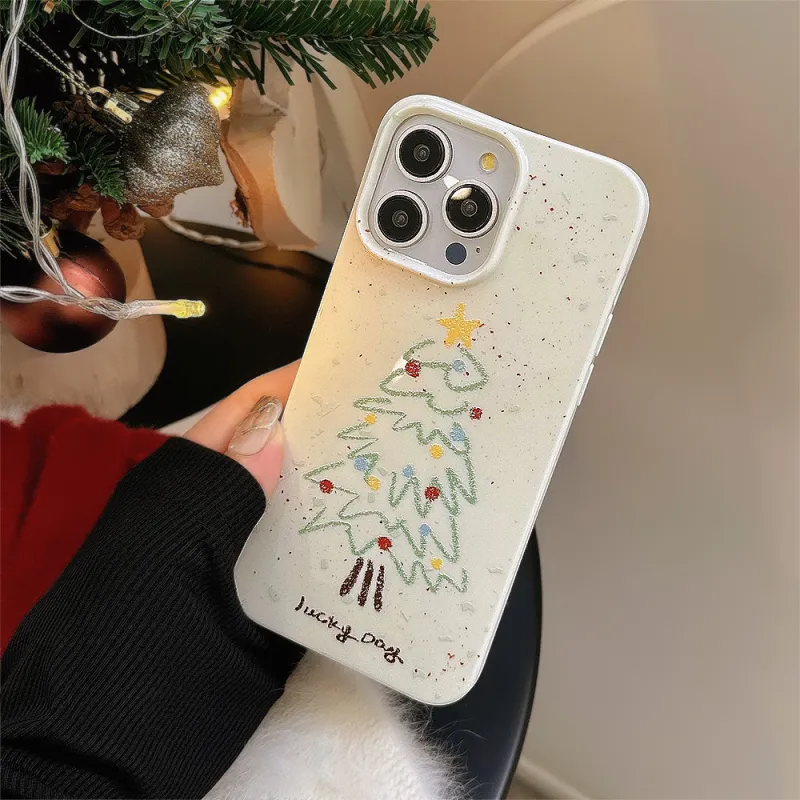Beams TPU Material Creative Christmas Tree Fun Graffiti Phone Case Compatibility Iphone16/15/14/13/12/11Pro/ProMax/Plus-4