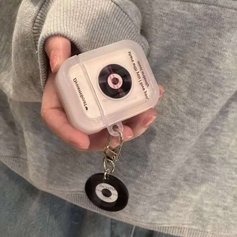 Beams Compatibility Airpods4/3/Pro/Pro2 TPU Ins Niche Transparent CD Plate Headphone Cases-5