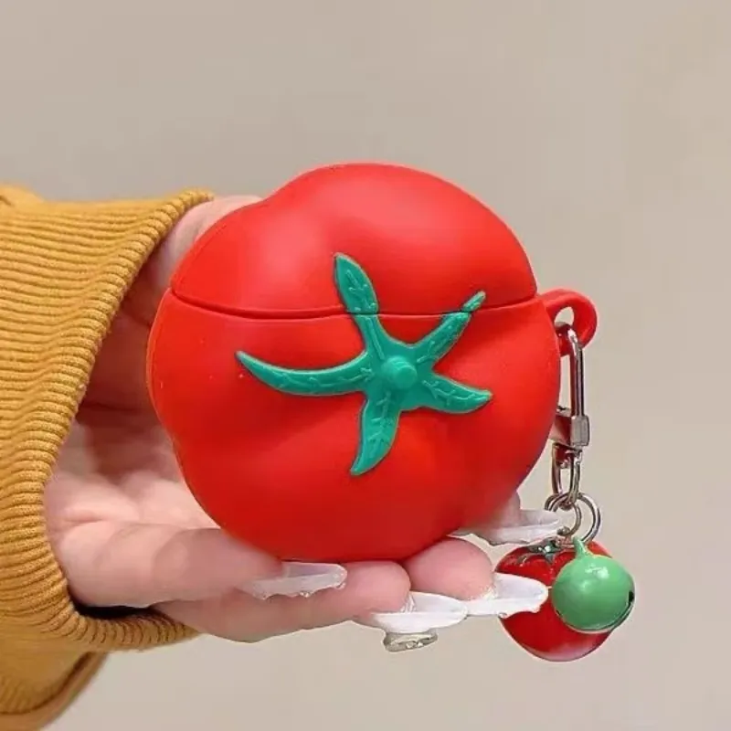 Beams Compatibility Airpods4/3/Pro/Pro2 Silicone Individual Creative Red Tomato Headphone Cases-7