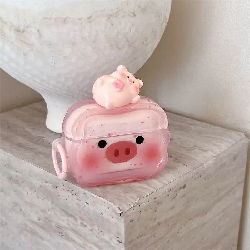 Beams Compatibility With Apple AirPods Pro 2 Silicone Ins Cute 3D Effect Lying Down Blush Piglet Headphone Cases-3