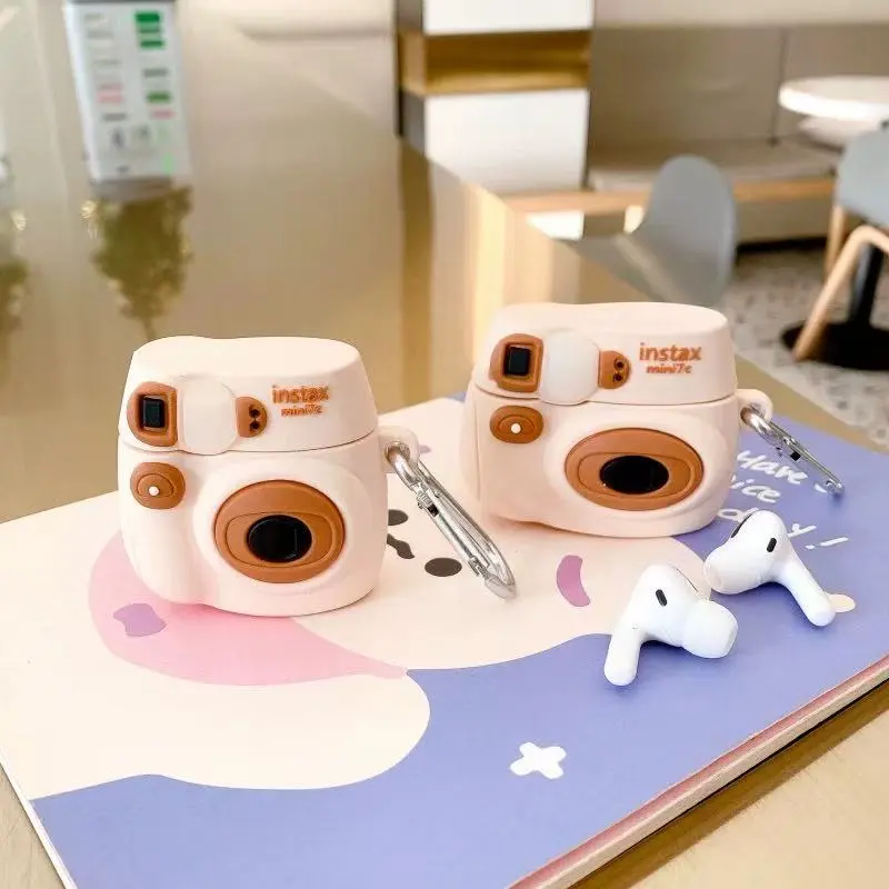 Beams Compatibility Airpods4/3/Pro/Pro2 Silicone Simulated Vintage Ins Cute Camera Styling Headphone Cases-4