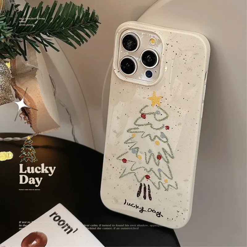 Beams TPU Material Creative Christmas Tree Fun Graffiti Phone Case Compatibility Iphone16/15/14/13/12/11Pro/ProMax/Plus-5