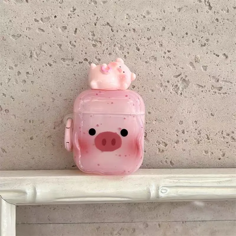 Beams Compatibility With Apple AirPods Pro 2 Silicone Ins Cute 3D Effect Lying Down Blush Piglet Headphone Cases-2