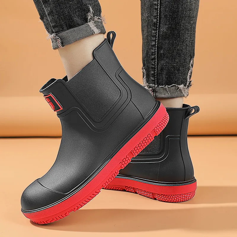 TAIHEYUAN Rain Boots Men Black/Black Red/Beige/Brown-7