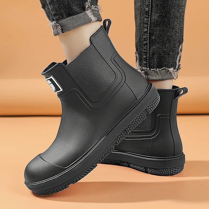 TAIHEYUAN Rain Boots Men Black/Black Red/Beige/Brown-2