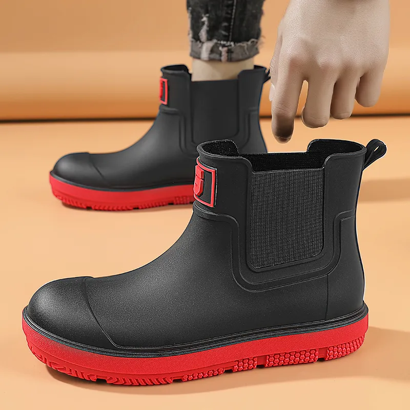TAIHEYUAN Rain Boots Men Black/Black Red/Beige/Brown-5