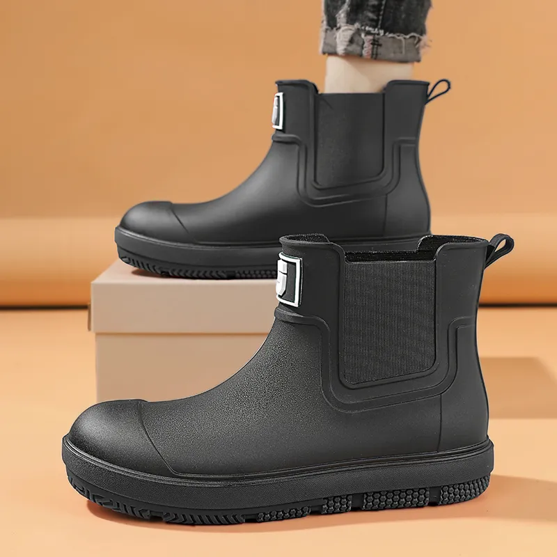 TAIHEYUAN Rain Boots Men Black/Black Red/Beige/Brown-3