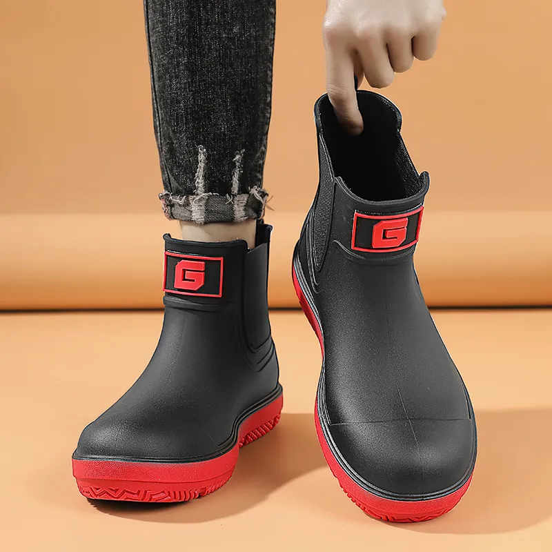 TAIHEYUAN Rain Boots Men Black/Black Red/Beige/Brown-6