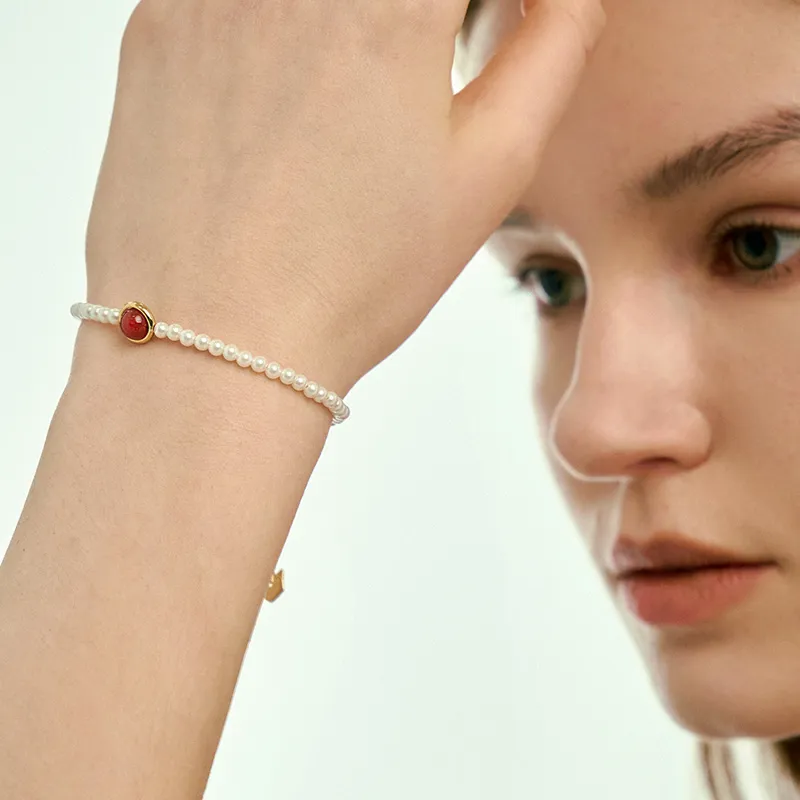 LELOUP 18K Gold Plated Copper Artificial Pearl Bracelets Women's-2