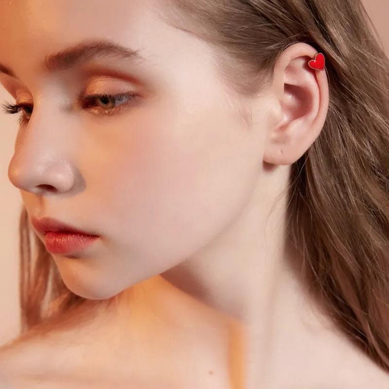 LELOUP 18K Gold Plated Copper Clip On Earrings Women's Red-16