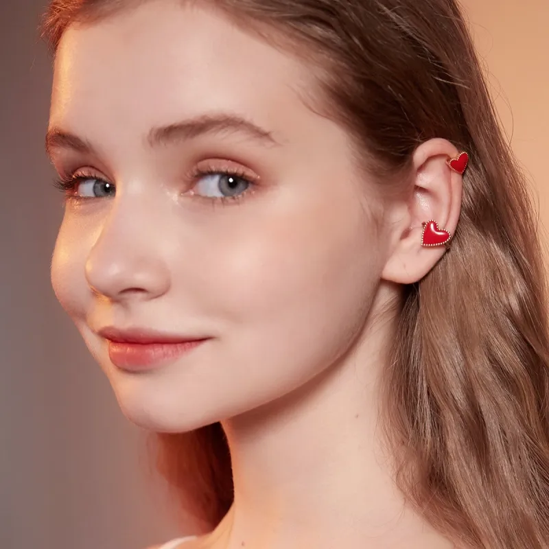 LELOUP 18K Gold Plated Copper Clip On Earrings Women's Red-8