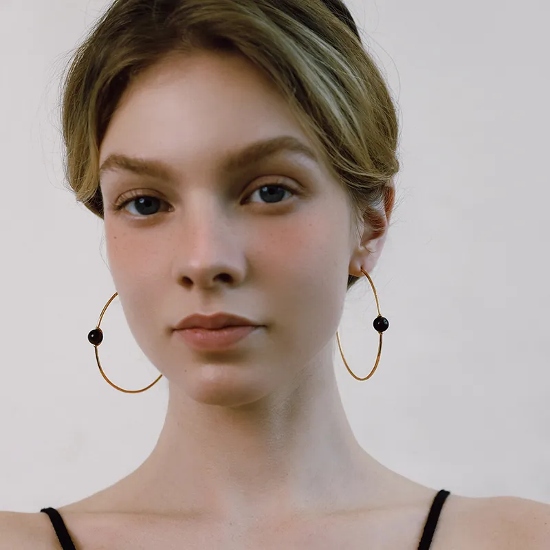 LELOUP 18K Gold-Plated Copper 925 Sterling Silver Gold-Plated Ear Stud Tiger Eye Earrings Women's-2