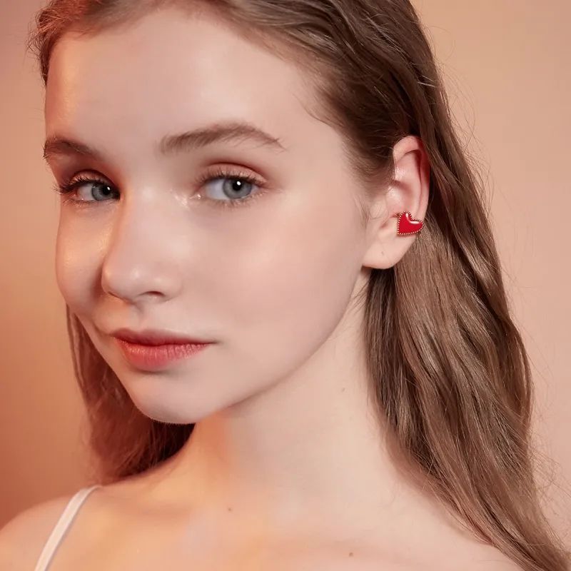 LELOUP 18K Gold Plated Copper Clip On Earrings Women's Red-7