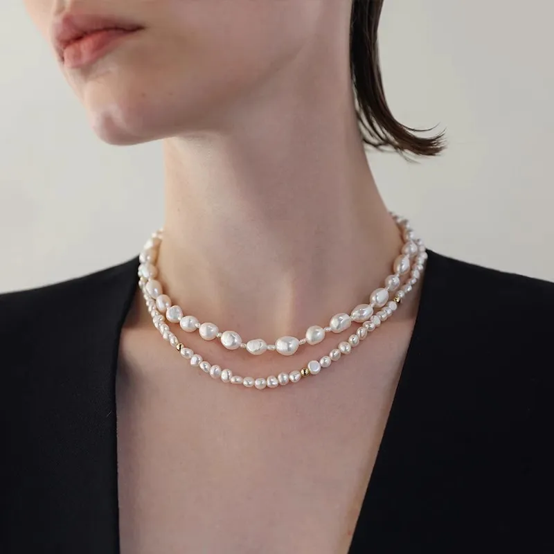 LELOUP Baroque Pearl Necklaces Women's White-3