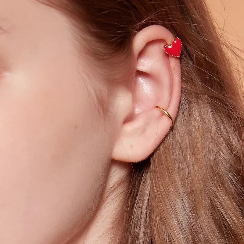 LELOUP 18K Gold Plated Copper Clip On Earrings Women's Red-14