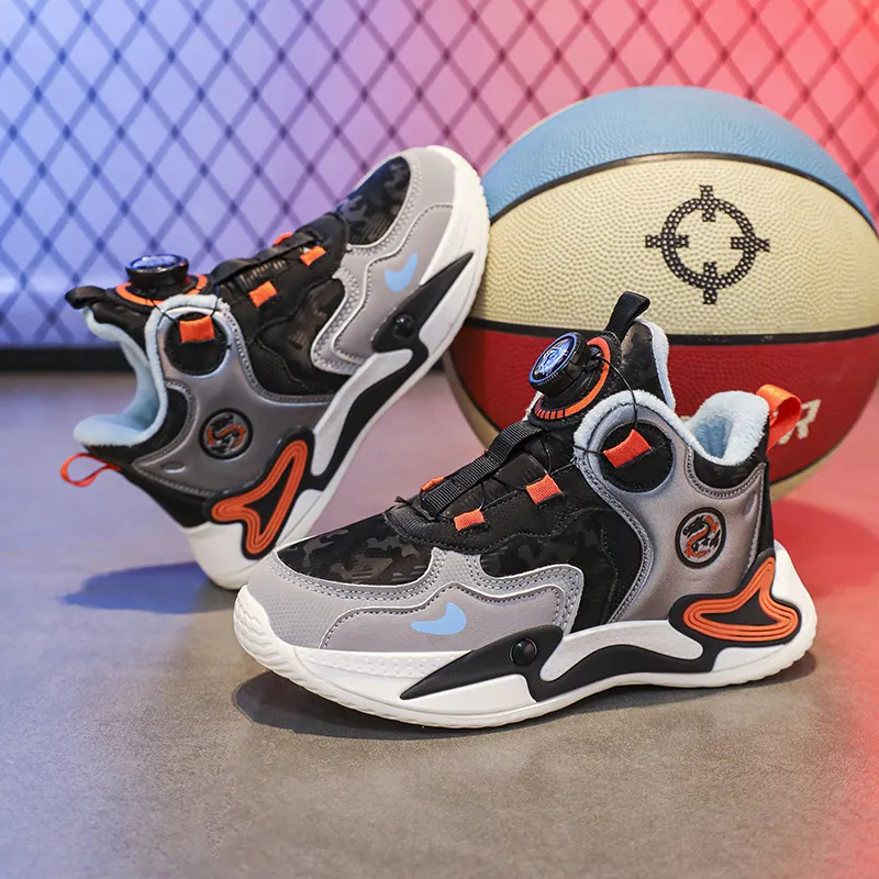 Wooden Rabbit Slip Resistant Thermal Abrasion Resistant High Top Children's Basketball Shoes Kids'-3