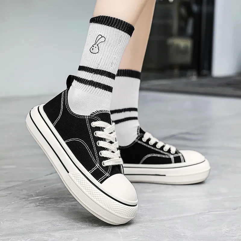 Wooden Rabbit Height Increasing Kids Canvas Shoes Teenagers-3