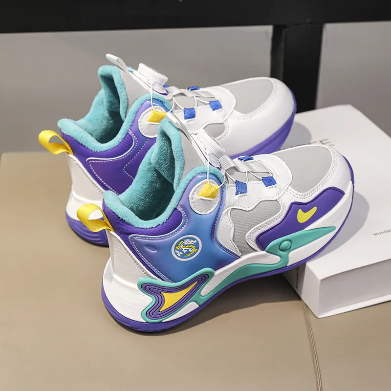 Wooden Rabbit Slip Resistant Thermal Abrasion Resistant High Top Children's Basketball Shoes Kids'-15