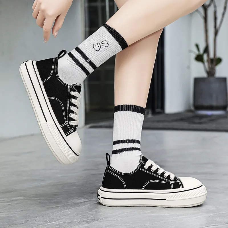 Wooden Rabbit Height Increasing Kids Canvas Shoes Teenagers-2