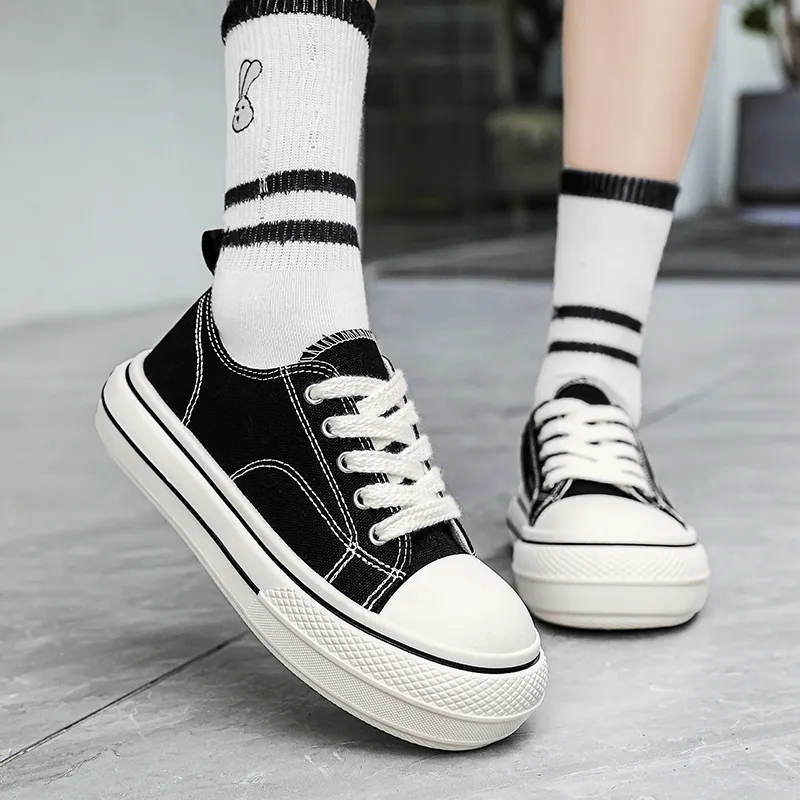 Wooden Rabbit Height Increasing Kids Canvas Shoes Teenagers-4