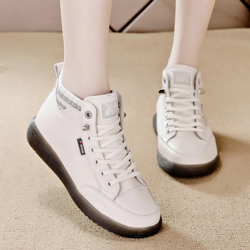 Wooden Rabbit Slip Resistant Kids' Skateboarding Shoes Beige Gray Teenagers-1