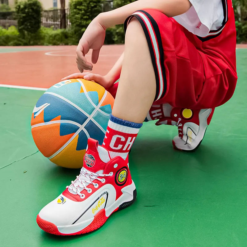 Wooden Rabbit Abrasion Resistant High Top Children's Basketball Shoes Kids'-15