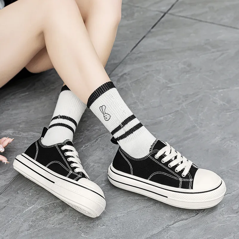 Wooden Rabbit Height Increasing Kids Canvas Shoes Teenagers-1